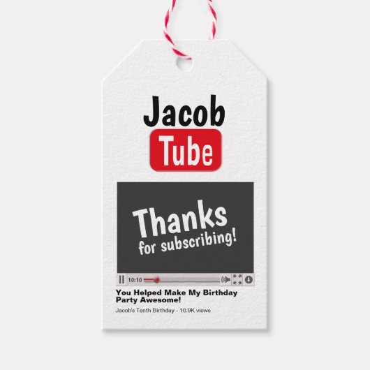 Bday Tube Bedankt voor het abonneren op Labels Cadeaulabel (Voorkant)