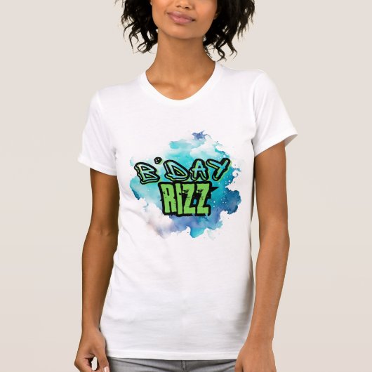 B'Day (Verjaardag) Rizz Groen en Monochromatisch B T-shirt (Voorkant)