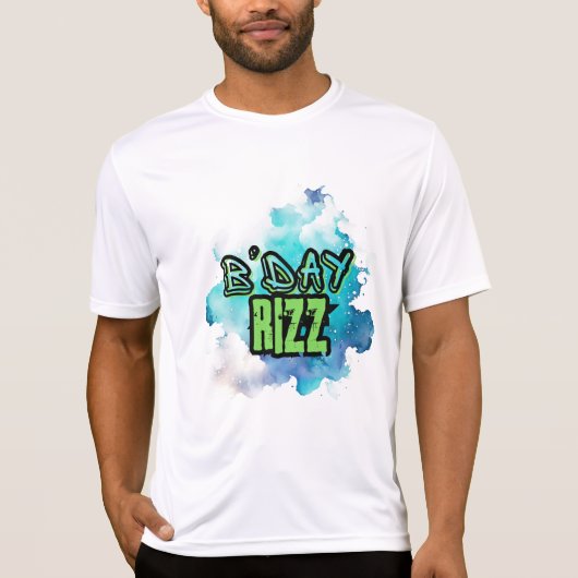 B'Day (Verjaardag) Rizz Groen en Monochromatisch B T-shirt (Voorkant)