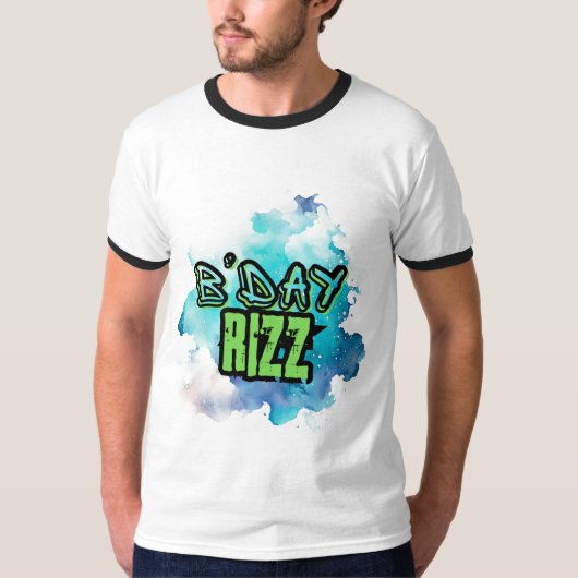 B'Day (Verjaardag) Rizz Groen en Monochromatisch B T-shirt (Voorkant)