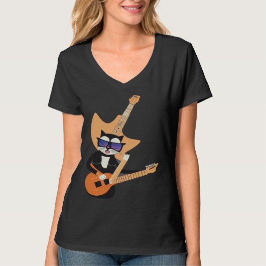 Be a Cat That is Cool Playing Guitar Abstract T-shirt (Voorkant)