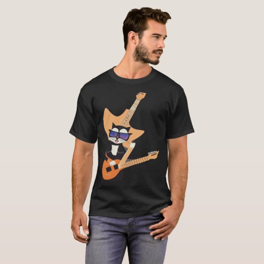 Be a Cat That is Cool Playing Guitar Abstract T-shirt (Voorkant volledig)