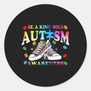 Be A Kind Sole Autism Awareness Puzzle Shoes Be Ki Ronde Sticker