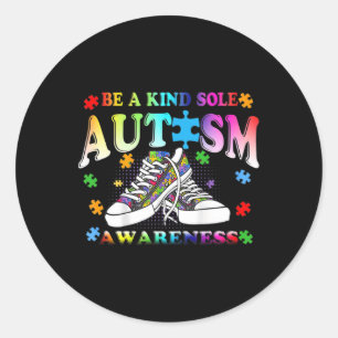 Be A Kind Sole Autism Awareness Puzzle Shoes Be Ki Ronde Sticker
