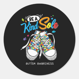 Be A Kind Sole Autism Awareness Puzzle Shoes Be Ki Ronde Sticker