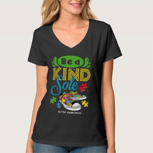 Be A Kind Sole Autism Awareness Puzzle Shoes Be Ki T-shirt (Voorkant)