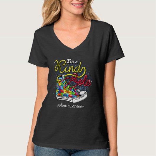 Be A Kind Sole Autism Awareness Puzzle Shoes Be Ki T-shirt (Voorkant)