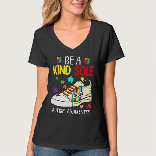 Be A Kind Sole Autism Awareness Puzzle Shoes Be Ki T-shirt (Voorkant)