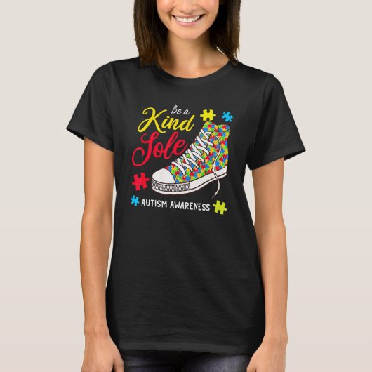 Be A Kind Sole Autism Awareness Puzzle Shoes Be Ki T-shirt (Voorkant)