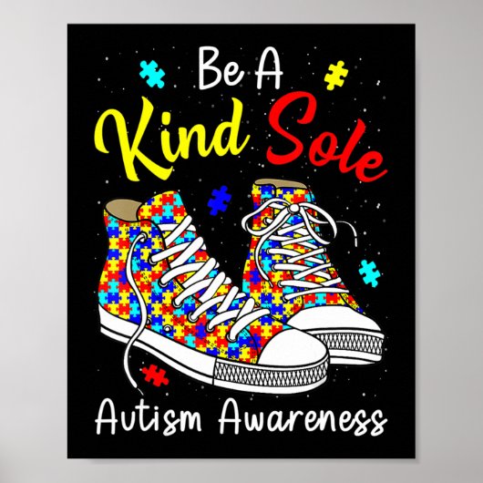 Be A Kind Sole Autism Awareness Rainbow Trendy Puz Poster (Voorkant)