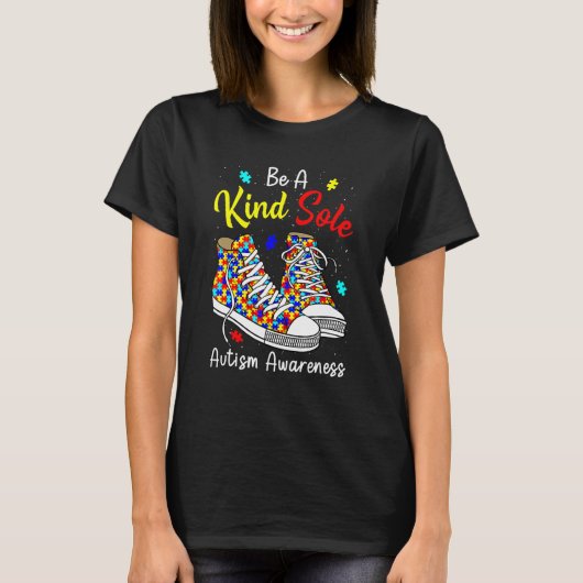 Be A Kind Sole Autism Awareness Rainbow Trendy Puz T-shirt (Voorkant)