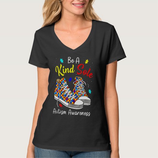 Be A Kind Sole Autism Awareness Rainbow Trendy Puz T-shirt (Voorkant)