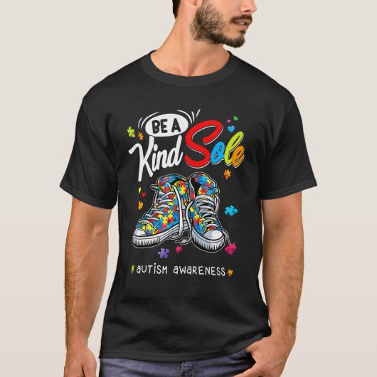 Be A Kind Sole Autism Awareness Rainbow Trendy Puz T-shirt (Voorkant)