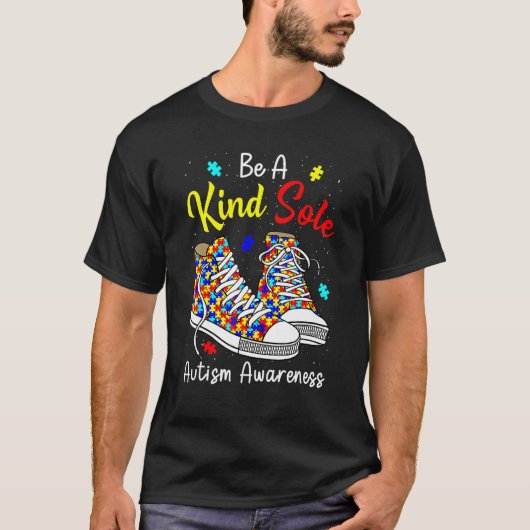 Be A Kind Sole Autism Awareness Rainbow Trendy Puz T-shirt (Voorkant)