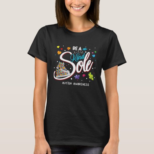 Be A Kind Sole Autism Awareness Rainbow Trendy Puz T-shirt (Voorkant)