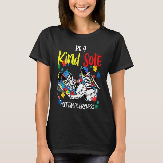 Be A Kind Sole Autism Awareness Rainbow Trendy Puz T-shirt (Voorkant)