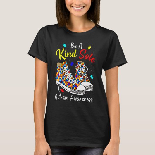 Be A Kind Sole Autism Awareness Rainbow Trendy Puz T-shirt (Voorkant)