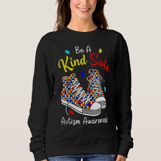 Be A Kind Sole Autism Awareness Rainbow Trendy Puz Trui (Voorkant)