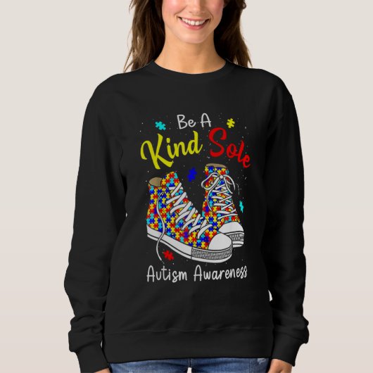 Be A Kind Sole Autism Awareness Rainbow Trendy Puz Trui (Voorkant)