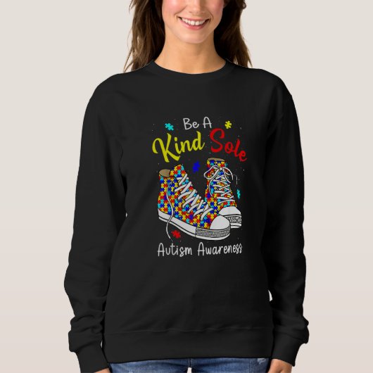 Be A Kind Sole Autism Awareness Rainbow Trendy Puz Trui (Voorkant)