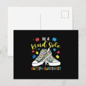 Be A Kind Sole Autism Awareness Trendy Puzzle Shoe Aankondigingskaart (Voorkant / Achterkant)