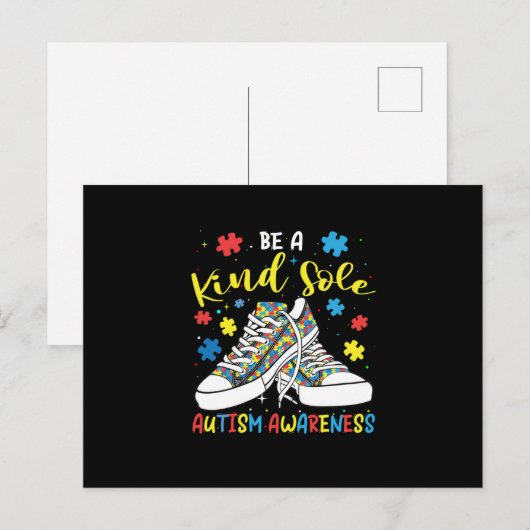 Be A Kind Sole Autism Awareness Trendy Puzzle Shoe Aankondigingskaart (Voorkant / Achterkant)