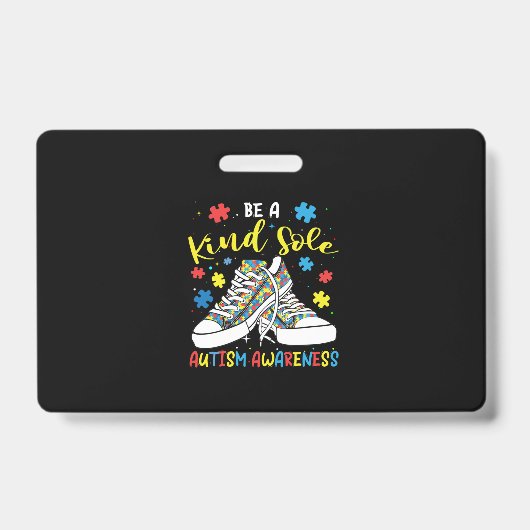 Be A Kind Sole Autism Awareness Trendy Puzzle Shoe Badge (Voorzijde)