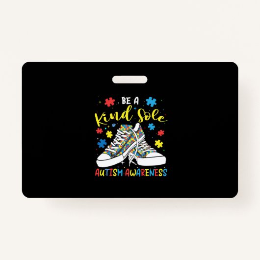 Be A Kind Sole Autism Awareness Trendy Puzzle Shoe Badge (Voorkant)