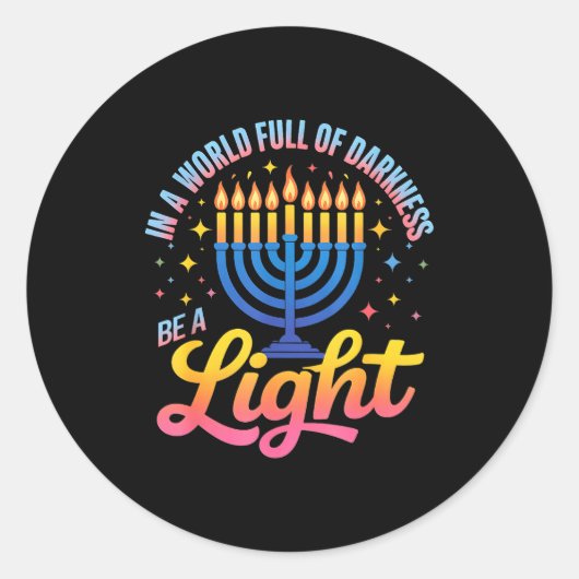 Be A Light Happy Hanukkah Menorah Jewish Gift  Ronde Sticker (Voorkant)