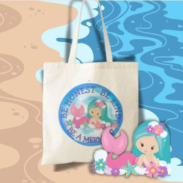 BE A Mermaid Cute Happy canvas tas