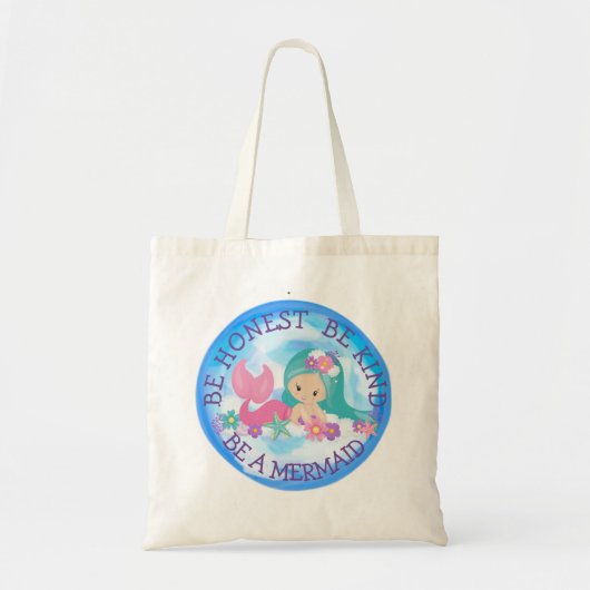 BE A Mermaid Cute Happy canvas tas (Voorkant)