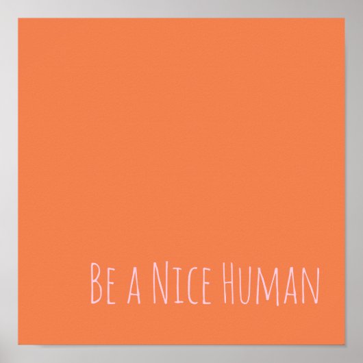Be a Nice Human Kindness Sayings Pink Orange Poster (Voorkant)