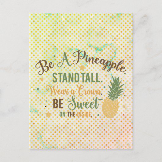Be A Pineapple Inspirational Quote Briefkaart (Voorkant)