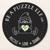 Be A Puzzle Elf - Coasters Ronde Kartonnen Onderzetter (Voorkant)