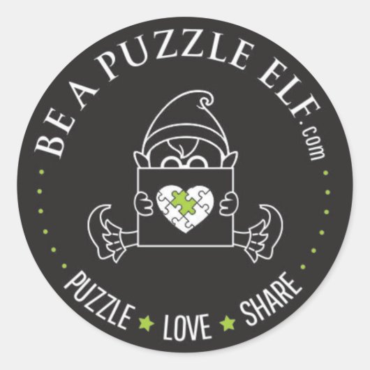 Be A Puzzle Elf – PUZZLE. LOVE. SHARE Sticker (Voorkant)