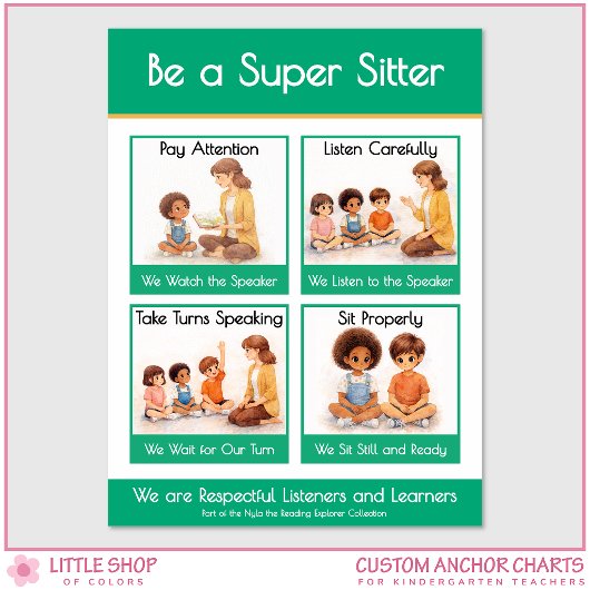 Be a Super Sitter Classroom Anchor Chart Poster
