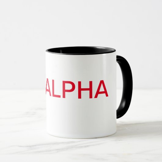 "BE ALPHA" Uw dagelijkse dosering voor alfa-Mok Mok (Voorkant rechts)