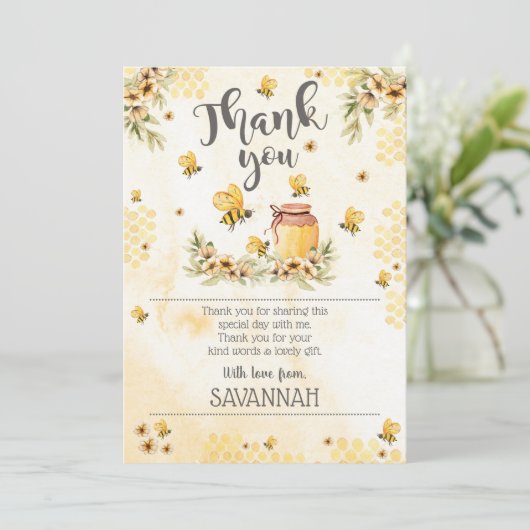 Be Bedankt voor je kaartje honingbije Dank je Flat Kaart (Staand voorkant)