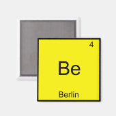 Be - Berlin Funny Chemistry Element Symbol T-Shirt Magneet (Voorkant / Achterkant)