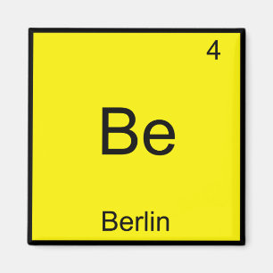 Be - Berlin Funny Chemistry Element Symbol T-Shirt Magneet