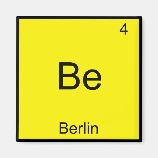 Be - Berlin Funny Chemistry Element Symbol T-Shirt Magneet (Voorkant)