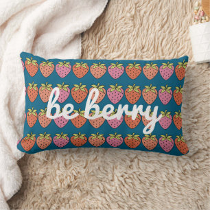 Be Berry Strawberry Pattern met Blauwgroen achterg Kussen