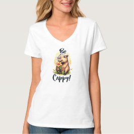 Be Cappy – Adorable Capybara with Flower Graphic T T-shirt