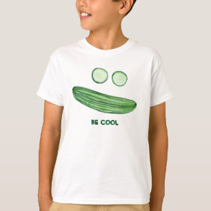 BE COOL als Cucumber Funny Waterverf Face T-shirt