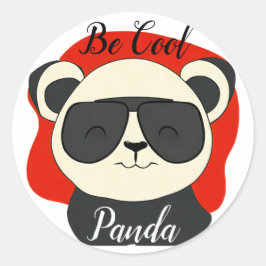 Be Cool Panda Zonnebril Bewerken Naam Tekst Ronde Sticker