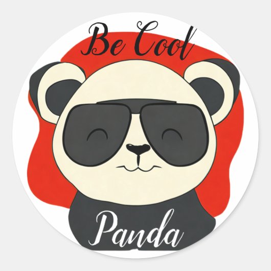 Be Cool Panda Zonnebril Bewerken Naam Tekst Ronde Sticker (Voorkant)