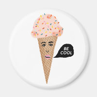 BE COOL Pink Ice Cream Cone Lady Rainbow Sprins