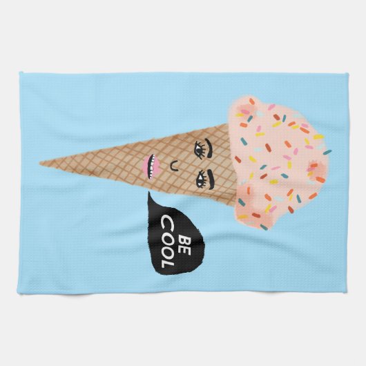 BE COOL roze pratende ijskap Theedoek (Horizontaal)