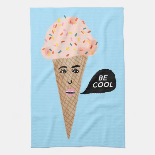 BE COOL roze pratende ijskap Theedoek (Verticaal)