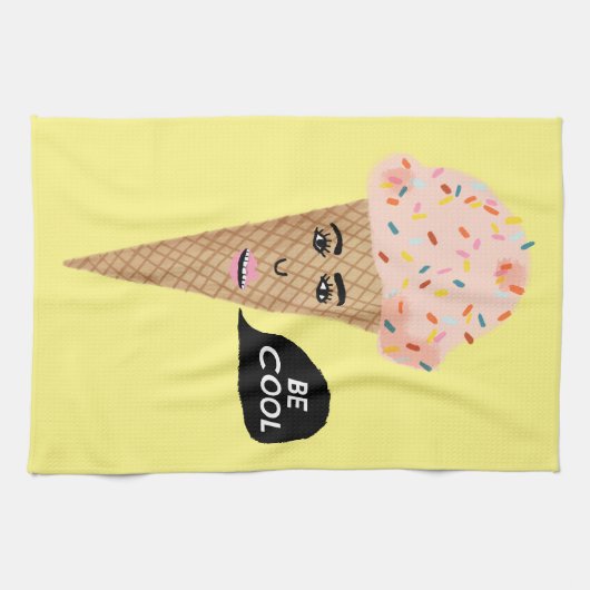 BE COOL roze pratende ijskap Theedoek (Horizontaal)